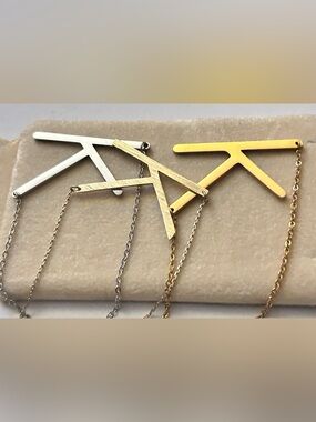 (3) Gold, Silver, & Brushed Pendants Initial Letter K Necklace - Personalized Ea
